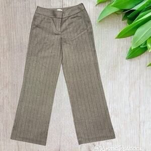 Chicos Pants Womens 0 Short Taupe Brown Herringbone Striped Career Work Trousers